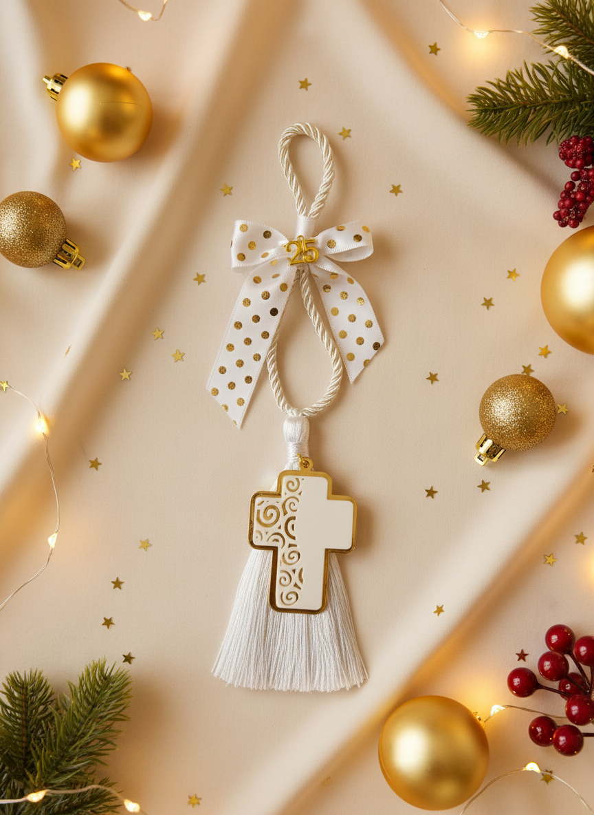 Handmade plexiglass cross gouri with gold mirror base & tassel – wholesale