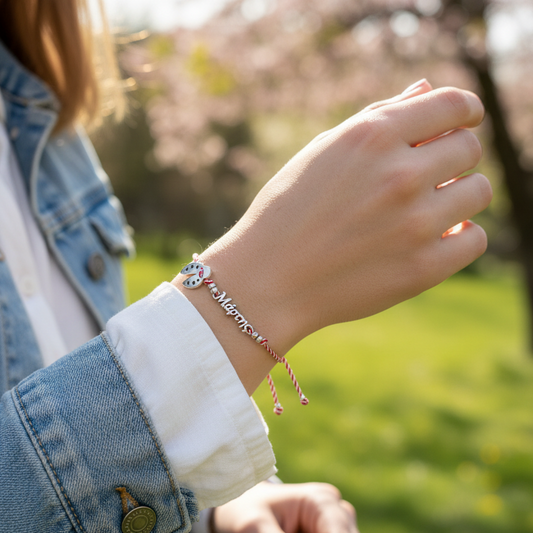 Βραχιόλι Μάρτης με ταυτότητα και πασχαλίτσα – So Cute by Dimi