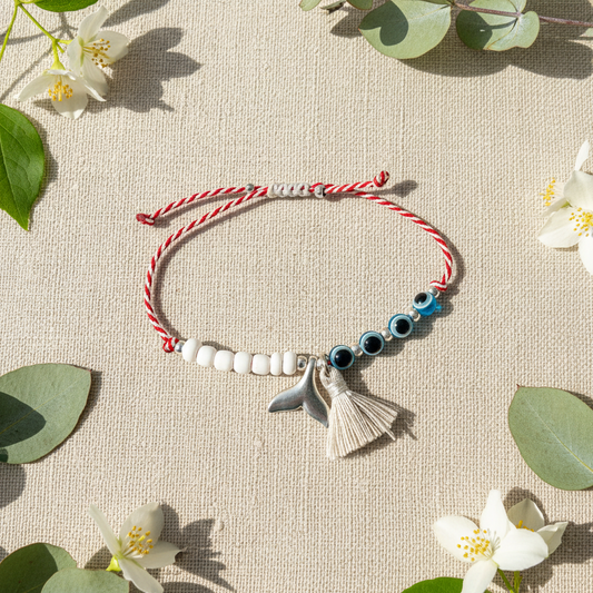 🤍✨ Βραχιόλι Μάρτης με Ματάκια & Ουρά Γοργόνας