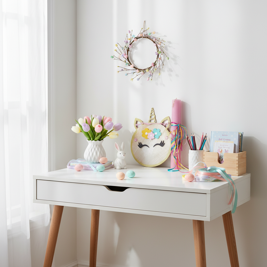 🤍✨ Πασχαλινή Λαμπάδα Unicorn με Βραχιολάκι και προαιρετικό συνοδευτικά (κάδρο και φωτιστικό Led)