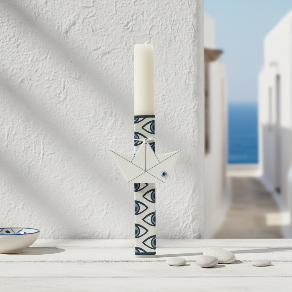 Χονδρική Λαμπάδα Origami Καραβάκι & Μάτι | So Cute by Dimi