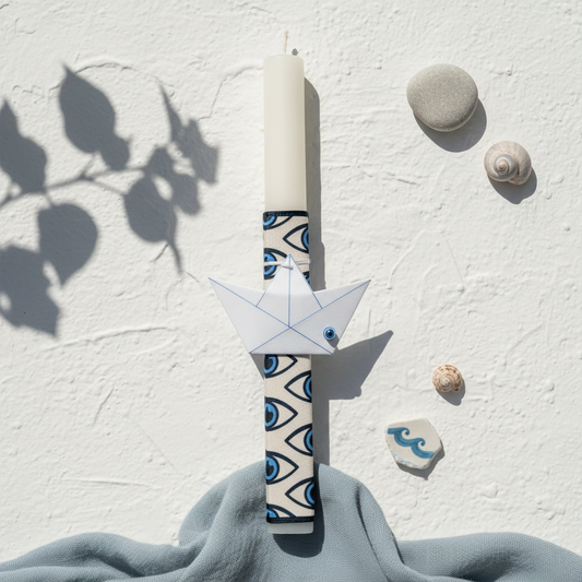 Χονδρική Λαμπάδα Origami Καραβάκι & Μάτι | So Cute by Dimi