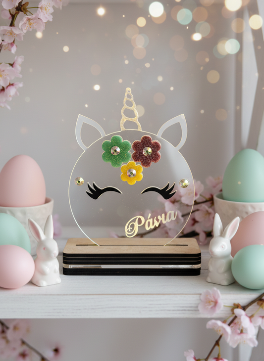 Παιδικό επιτραπέζιο LED φωτιστικό unicorn με προσωποποίηση και λουλούδια — So Cute by Dim