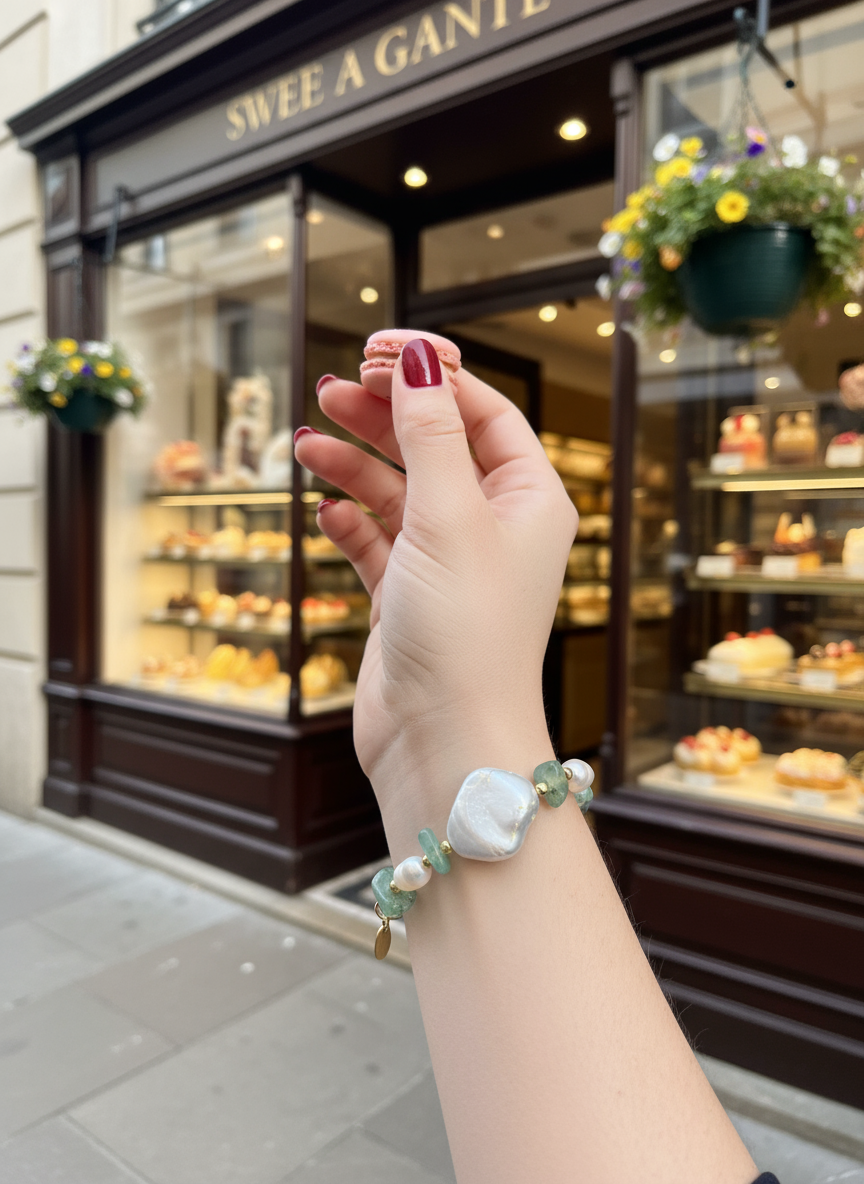 Χειροποίητο βραχιόλι με φυσικές πέτρες και baroque πέρλα – So Cute by Dimi