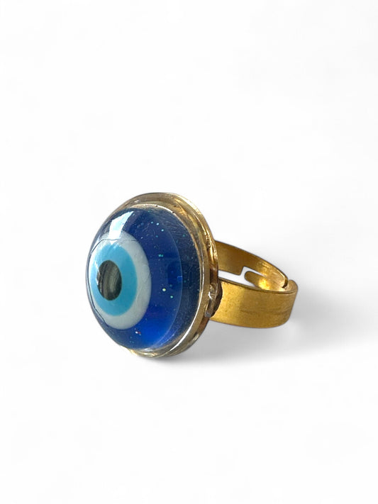 💙 Δαχτυλίδι "Blue Eye" με Μάτι & Ατσάλινη Βάση