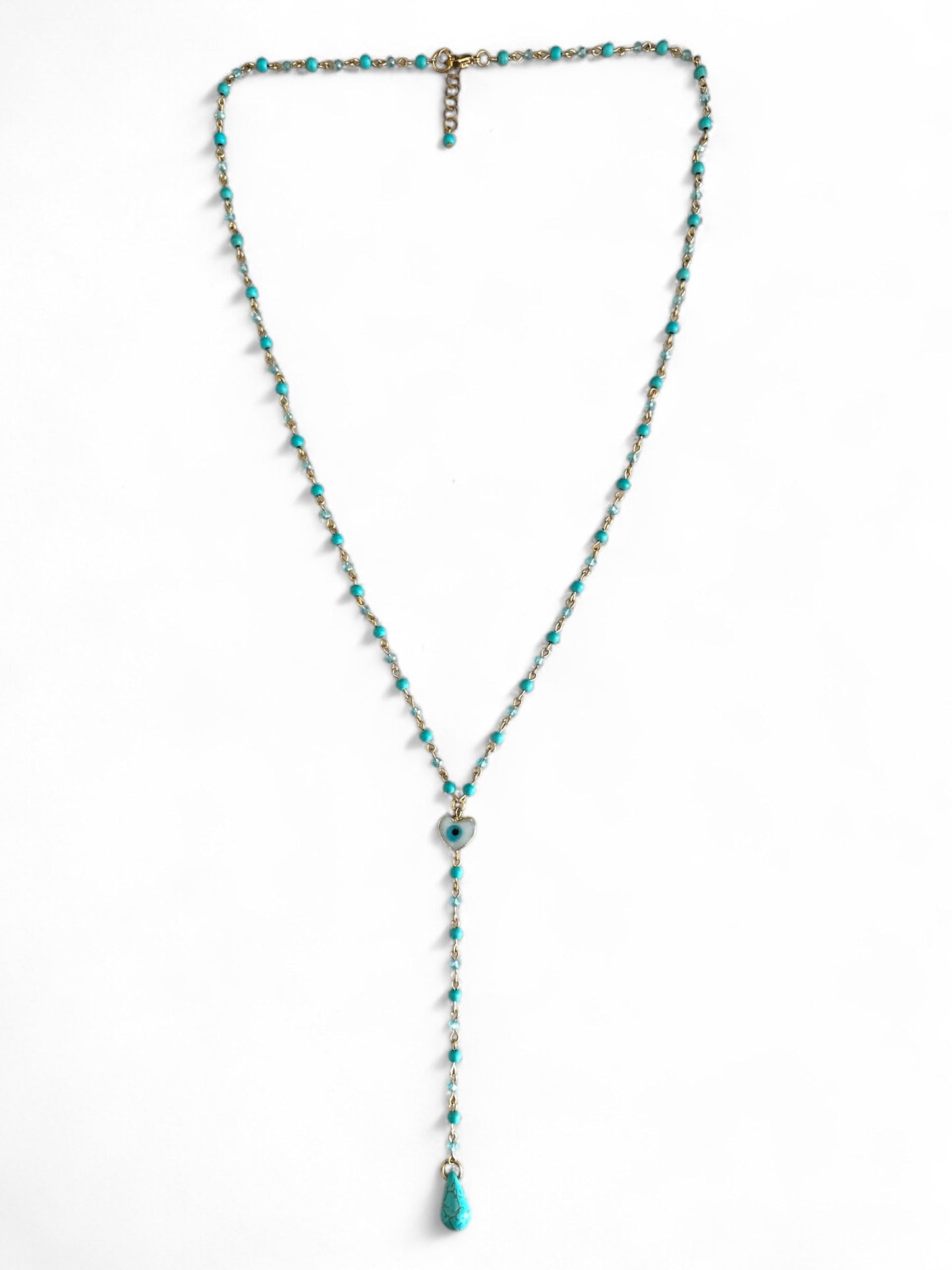 🌟 Κολιέ “Turquoise Glow – Heart Drop”