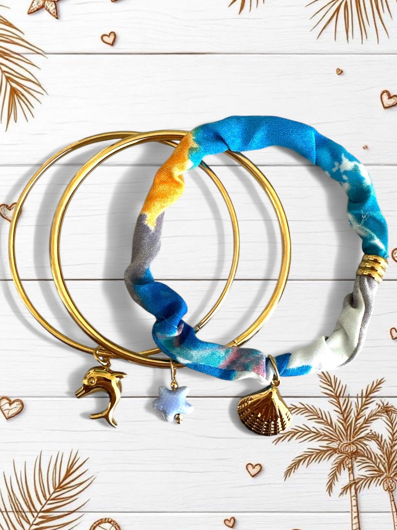 Ocean Whisper – Σετ 3 Βραχιόλια με Καλοκαιρινά Charms