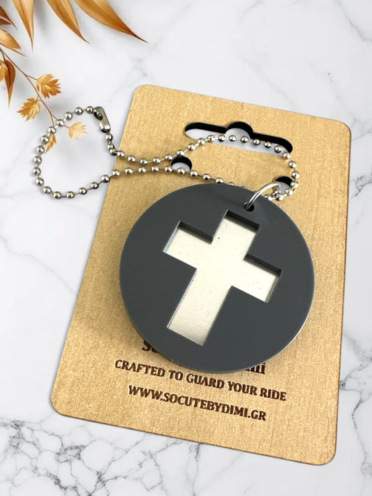 Σταυρός Cutout σε Κύκλο – Γκρι & Ασημί Edition ⚫✝️