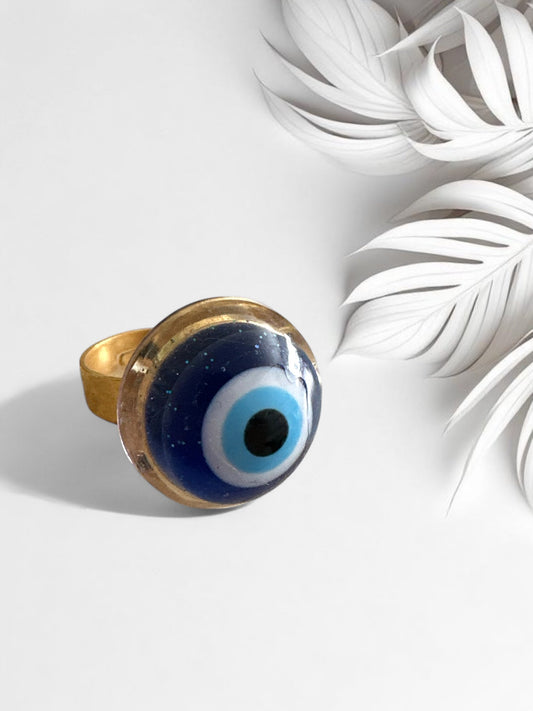 💙 Δαχτυλίδι "Blue Eye" με Μάτι & Ατσάλινη Βάση
