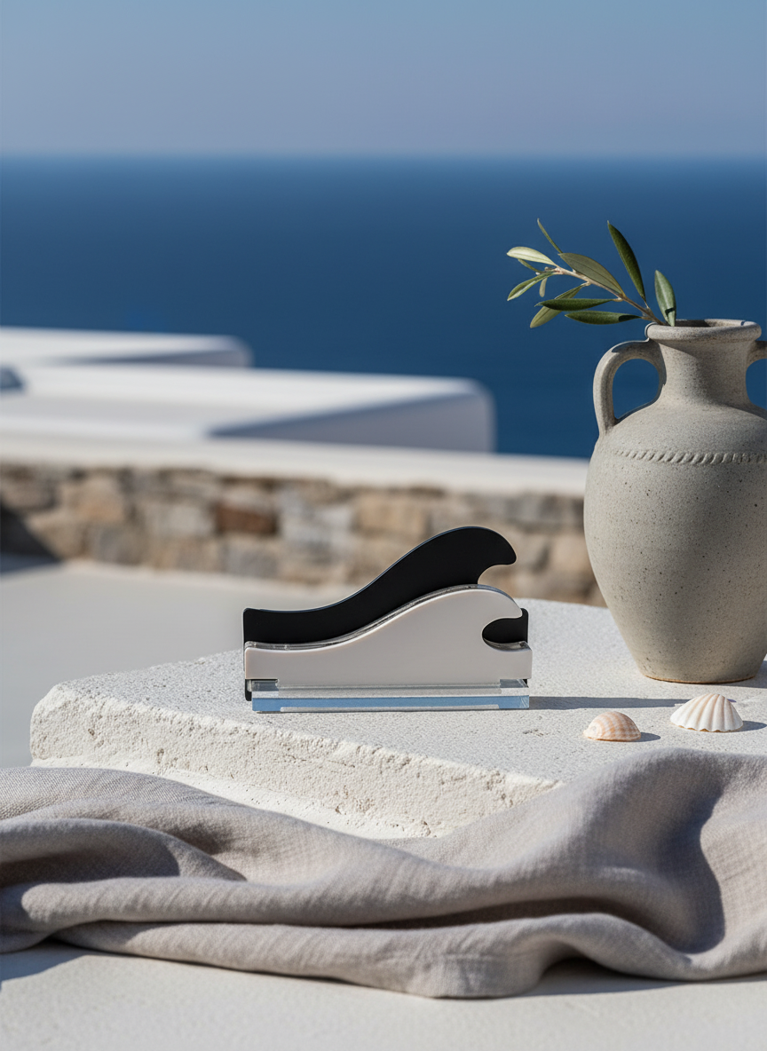 Σύγχρονο γούρι κύμα από layered plexiglass σε λευκό, διάφανο και γκρι –χονδρική So Cute by DImi