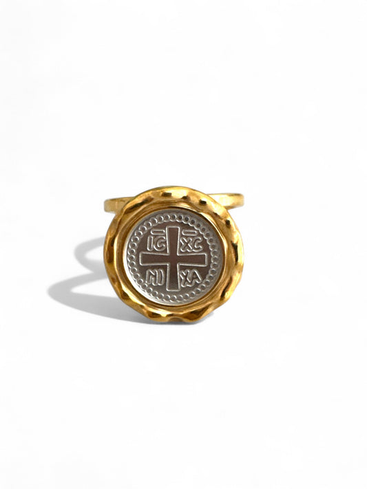Δαχτυλίδι Sacred Seal – Ατσάλινο με Κωνσταντινάτο IC XC NI KA | So Cute by Dimi