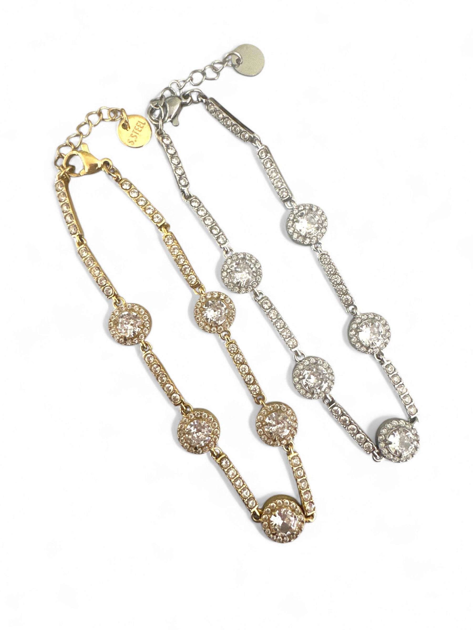 Ατσάλινο βραχιόλι με ζιργκόν και στρας σε χρυσό ή ασημί – So Cute by Dimi χονδρική