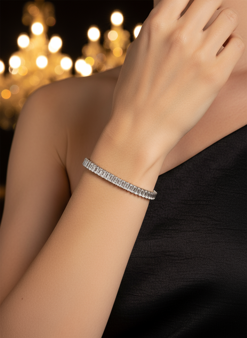 Ατσάλινο βραχιόλι με πολυγωνικά ζιργκόν – So Cute by Dimi χονδρική