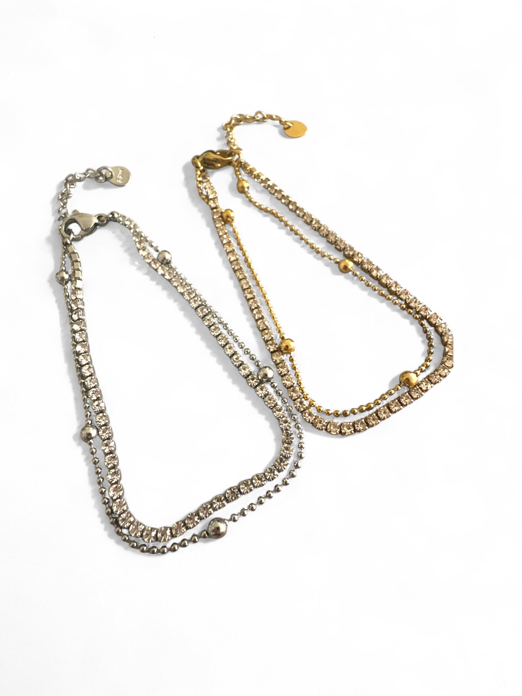 Ατσάλινο βραχιόλι με ζιργκόν και διπλή αλυσίδα – So Cute by Dimi χονδρική