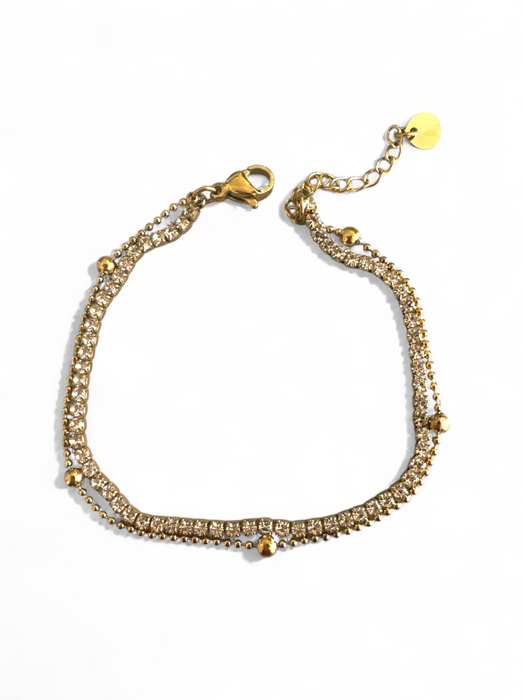 Ατσάλινο βραχιόλι με ζιργκόν και διπλή αλυσίδα – So Cute by Dimi χονδρική