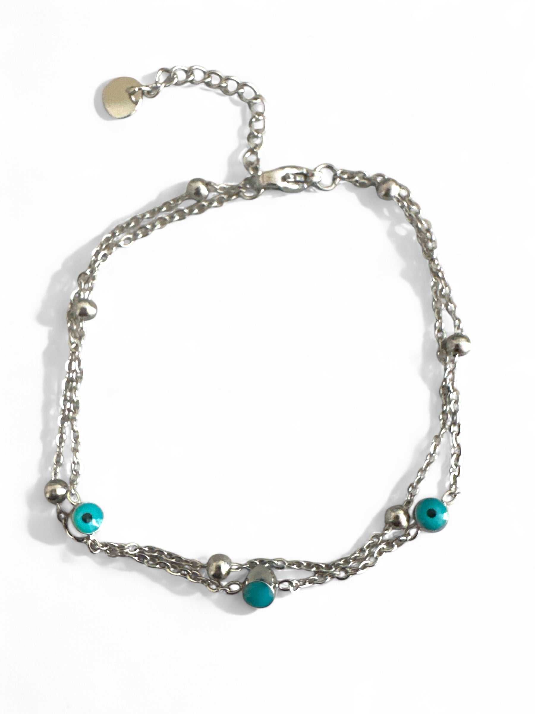  Ατσάλινα διπλά βραχιόλια με ματάκια σε ασημί απόχρωση So Cute By Dimi.