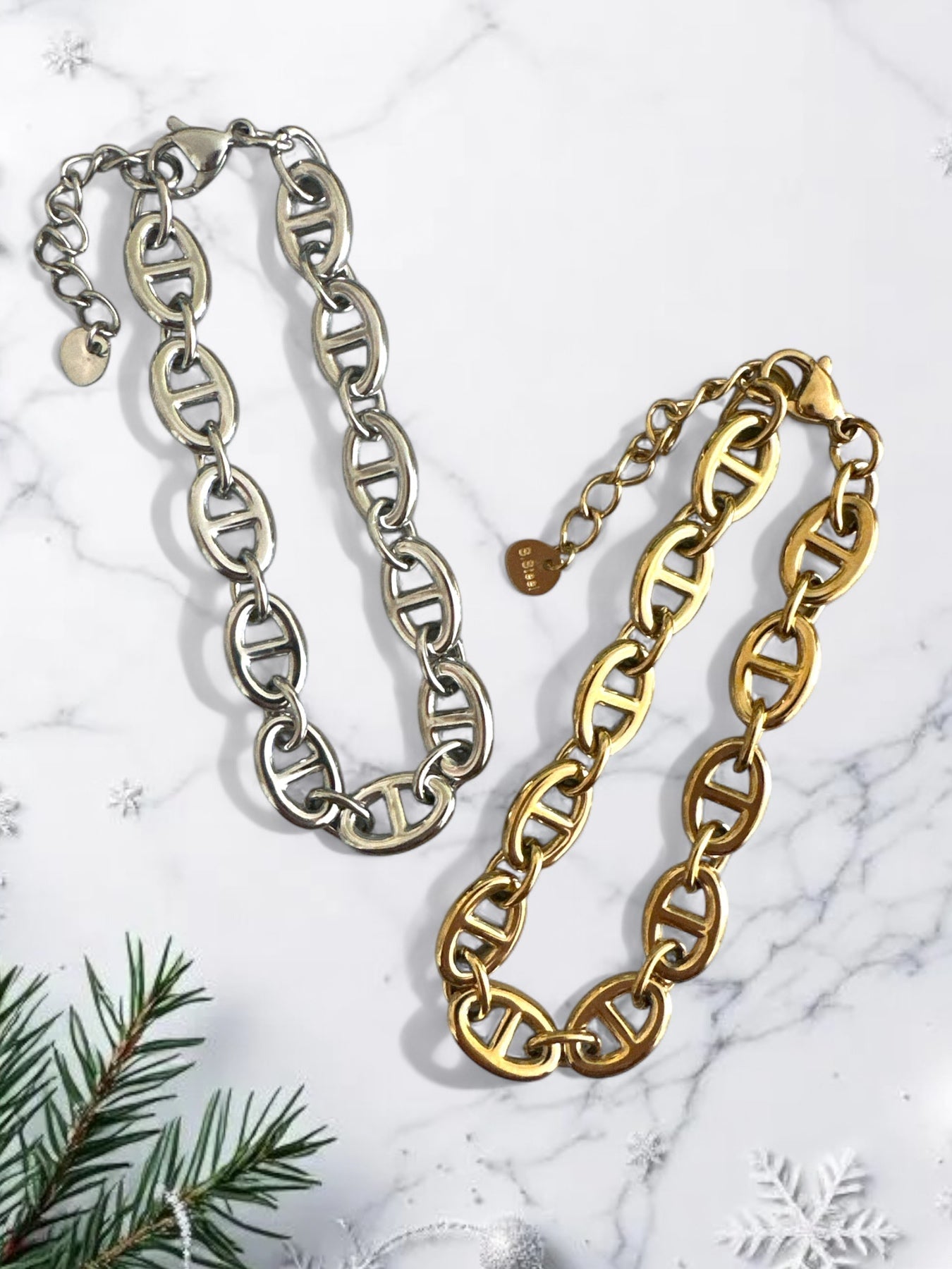  Ατσάλινα βραχιόλια So Cute By Dimi σε ασημί και χρυσή απόχρωση με κρίκους τύπου H-link.