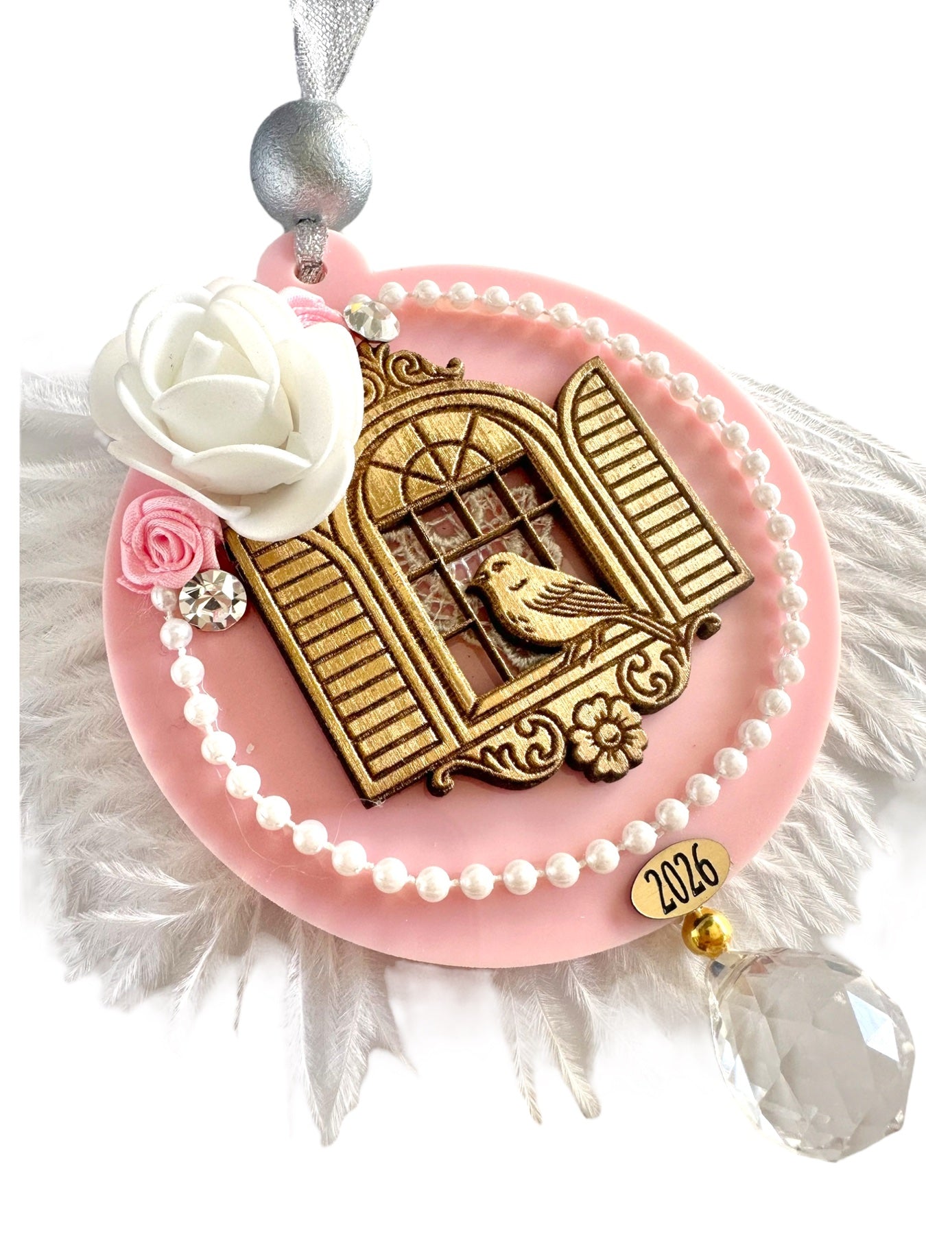 🤍✨ Κρεμαστό Γούρι «Fairytale Birdcage» – Plexiglass & Ξύλο | Christmas Fairytale 🦢