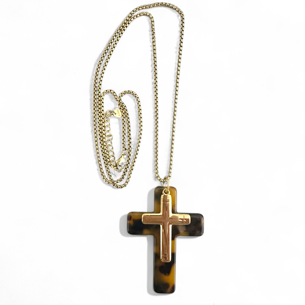 ⚡🚚 Cross Duo Necklace – Ατσάλινο Μακρύ Κολιέ με Διπλό Σταυρό & Αλυσίδα
