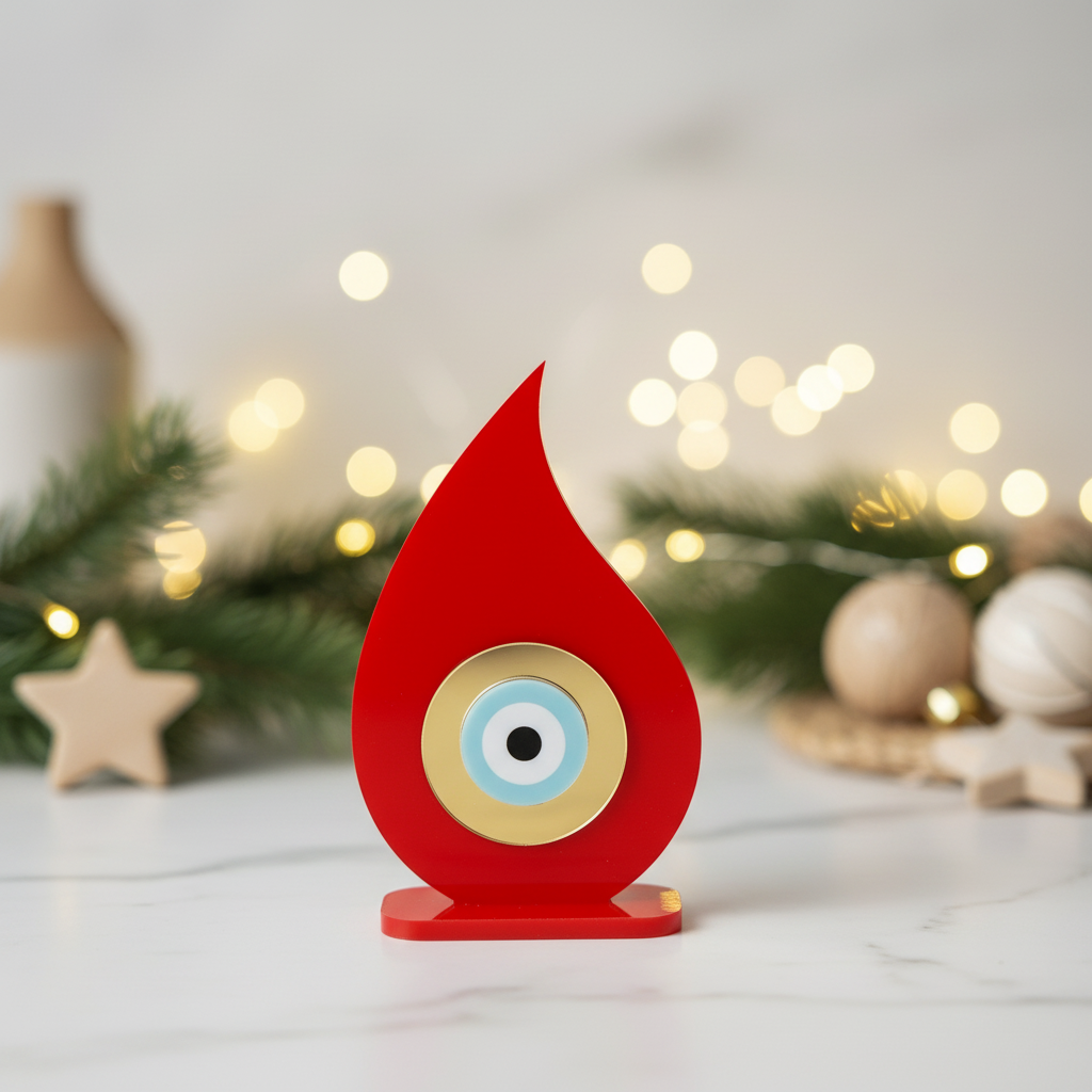 Γούρι φλόγα με μάτι plexiglass σε ματ και καθρέφτη χρώματα – Χονδρική So Cute by Dimi