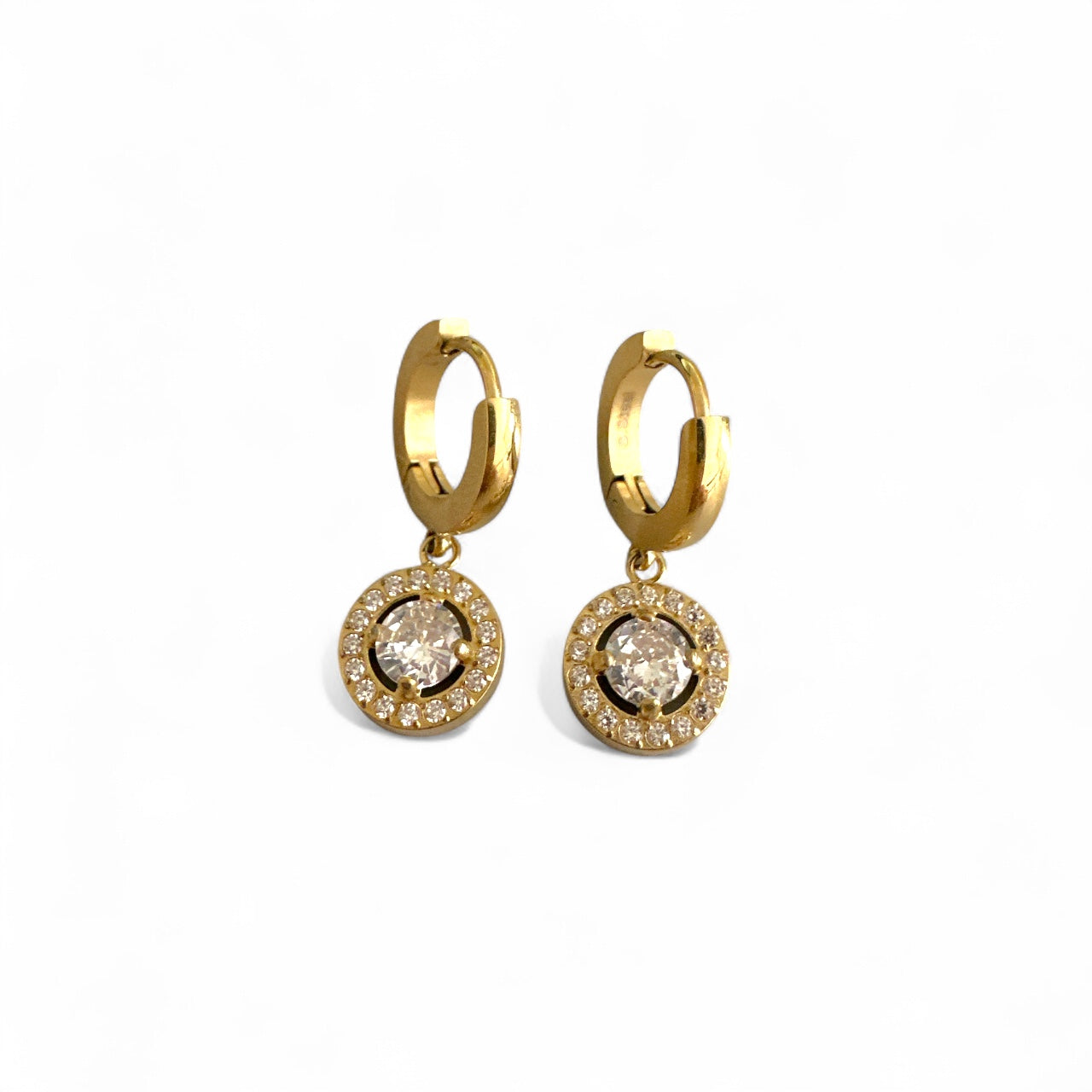 Mini Celeste Earrings – Χονδρική ατσάλινα σκουλαρίκια με κρικάκι & ζιργκόν σε χρυσό | So Cute by Dimi Wholesale