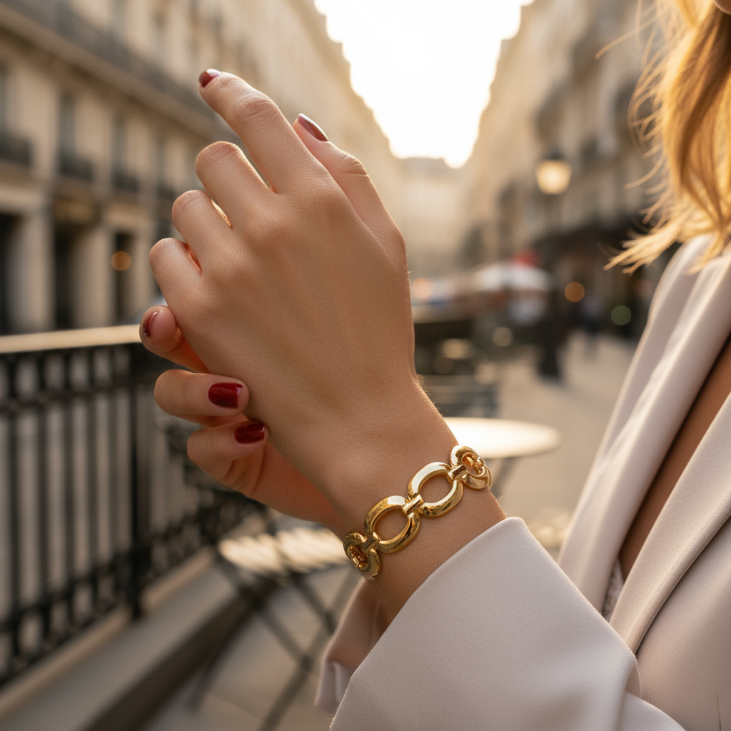 Χονδρικό statement βραχιόλι Bold Links με chunky κρίκους σε χρυσό και ασημί