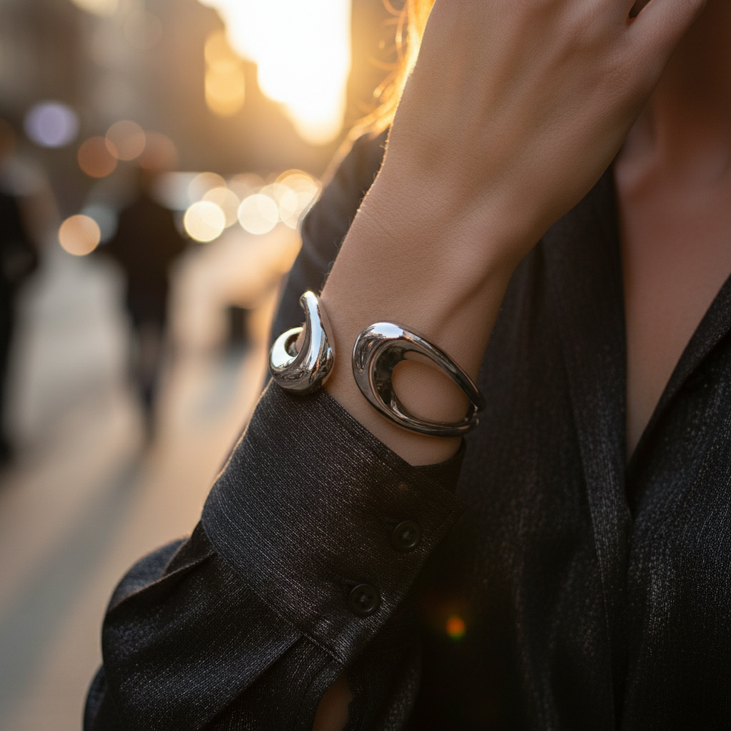 Sculptural twisted cuff bracelet σε χρυσό, ασημί & δίχρωμο – wholesale So Cute by Dimi