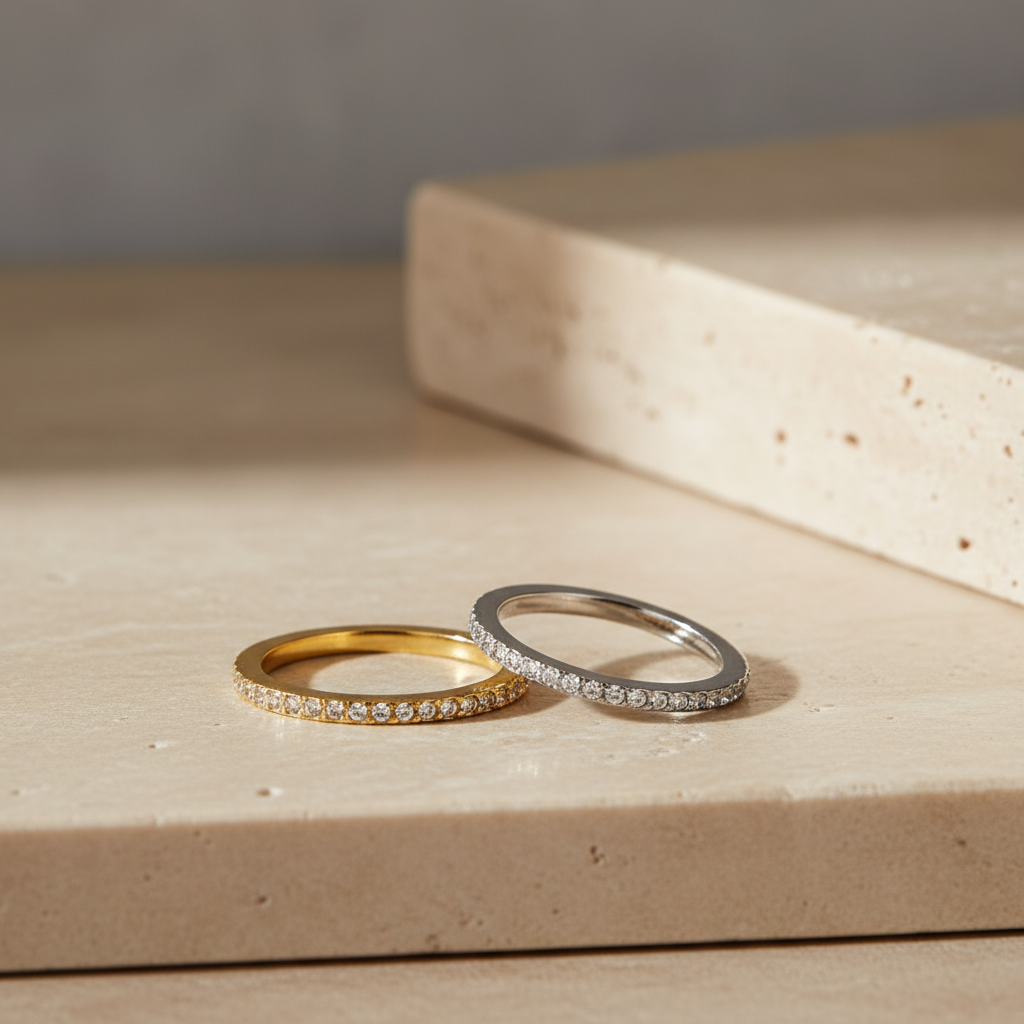 Χονδρική δαχτυλίδι από ατσάλι με ζιργκόν Sparkle Line – So Cute by Dimi