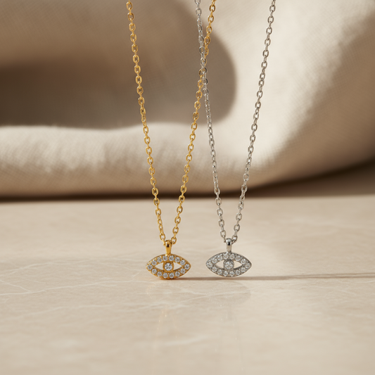 Χονδρική κολιέ από ατσάλι με μάτι και ζιργκόν Eye Sparkle – So Cute by Dimi