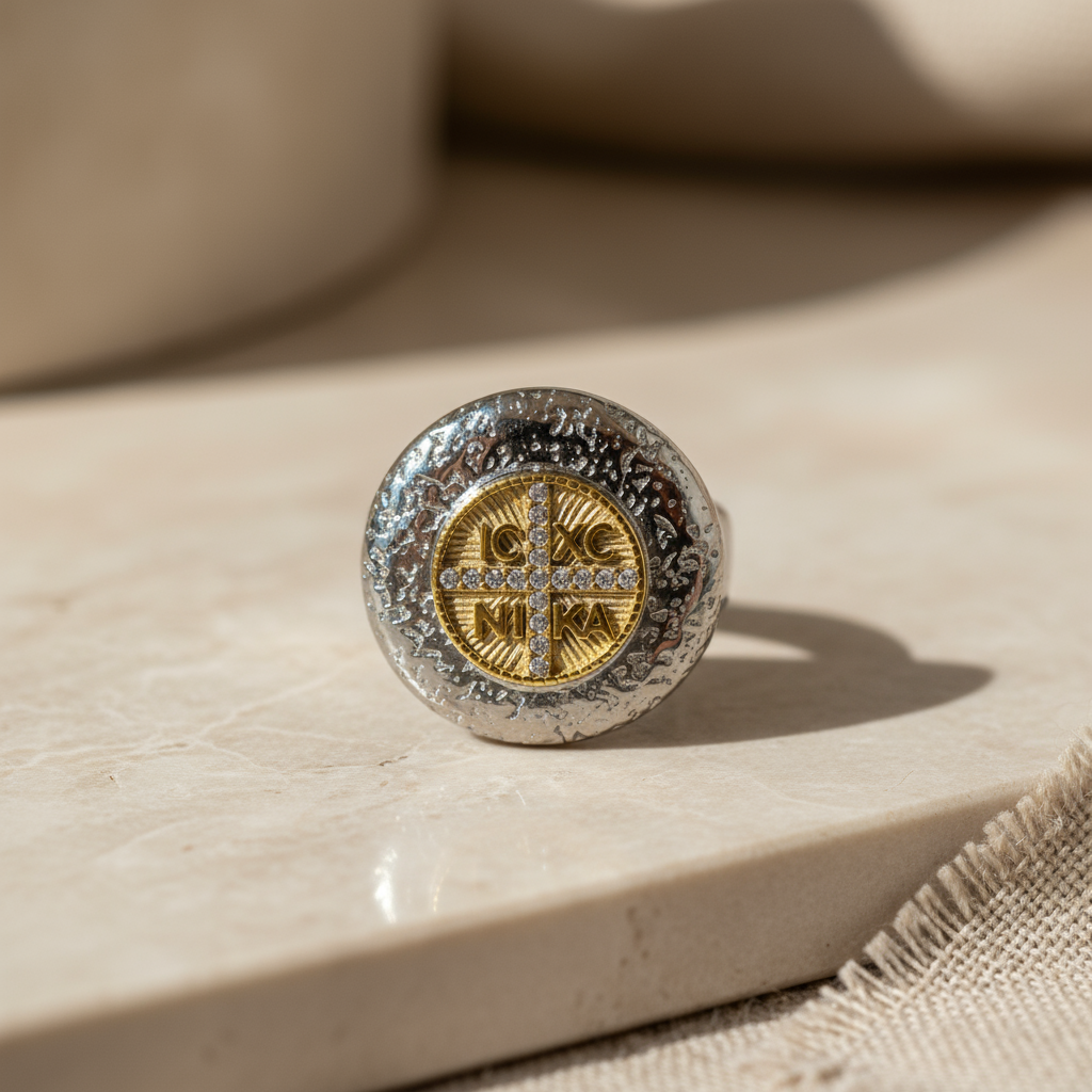 Divine Shine Ring – Ατσάλινο δίχρωμο δαχτυλίδι με κωνσταντινάτο και ζιργκόν- So Cute by Dimi Wholesale