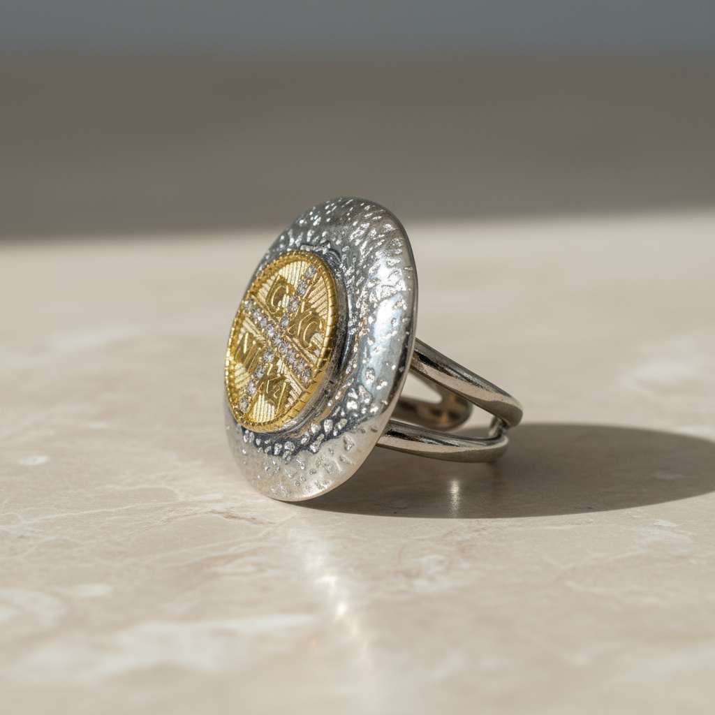 Divine Shine Ring – Ατσάλινο δίχρωμο δαχτυλίδι με κωνσταντινάτο και ζιργκόν- So Cute by Dimi Wholesale