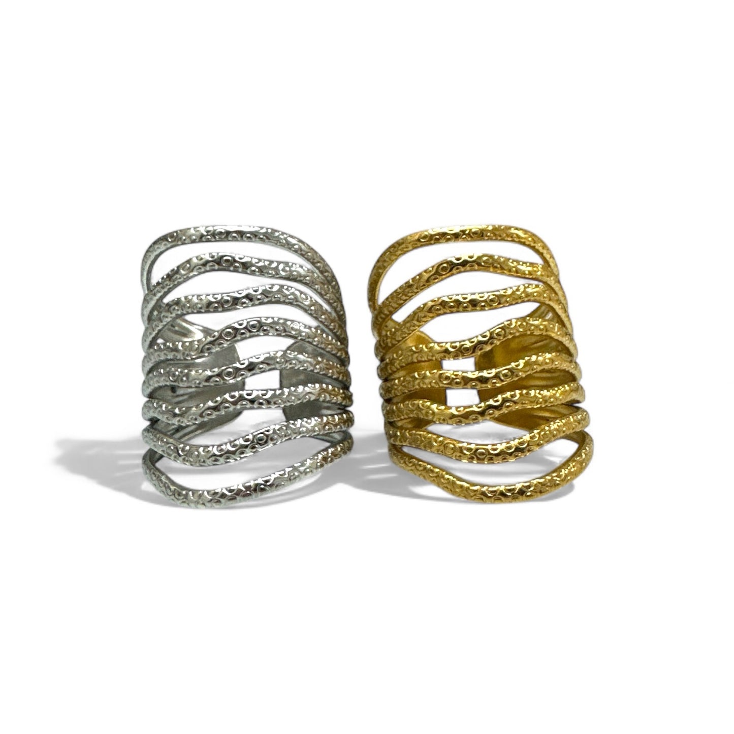 ⚡🚚Wavy Armor Ring– Ατσάλινο δαχτυλίδι με κυματιστό σχέδιο