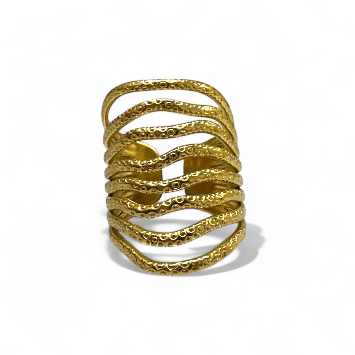 ⚡🚚Wavy Armor Ring– Ατσάλινο δαχτυλίδι με κυματιστό σχέδιο