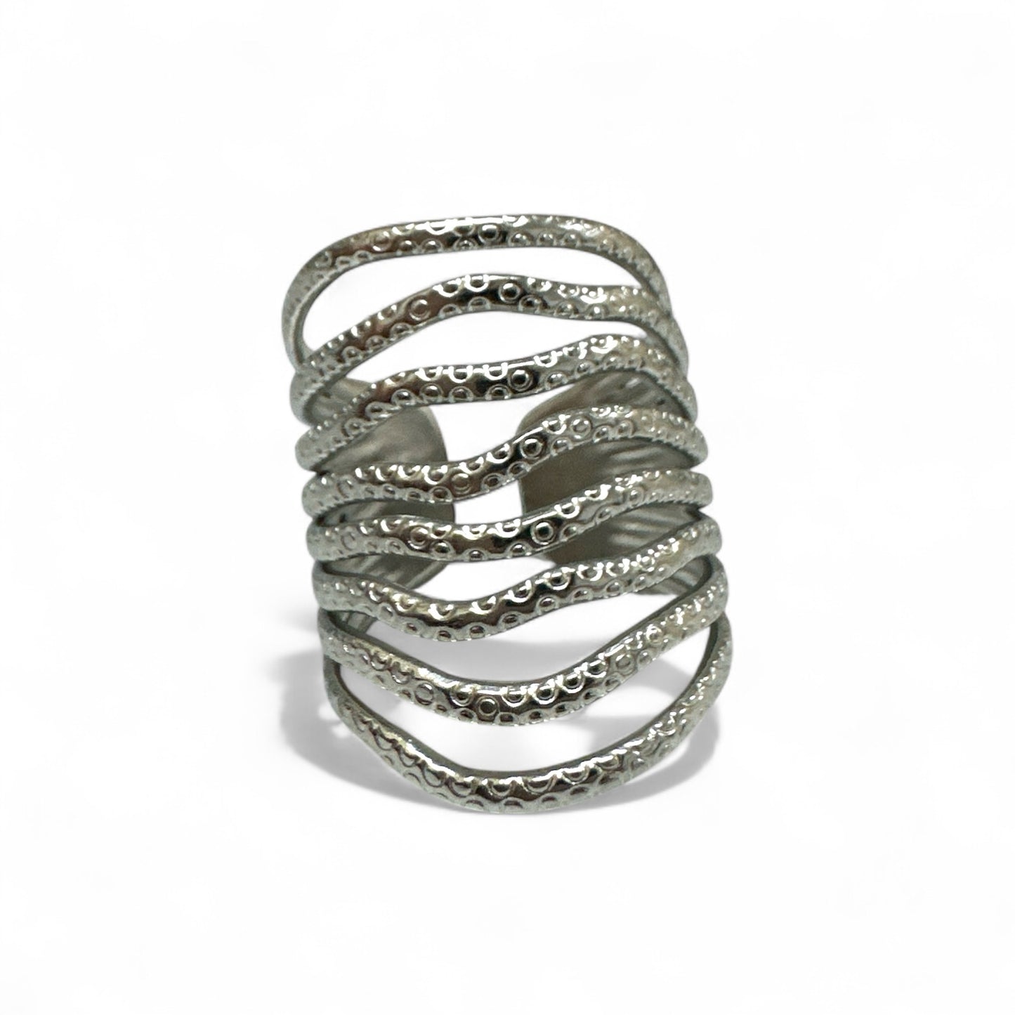 ⚡🚚Wavy Armor Ring– Ατσάλινο δαχτυλίδι με κυματιστό σχέδιο