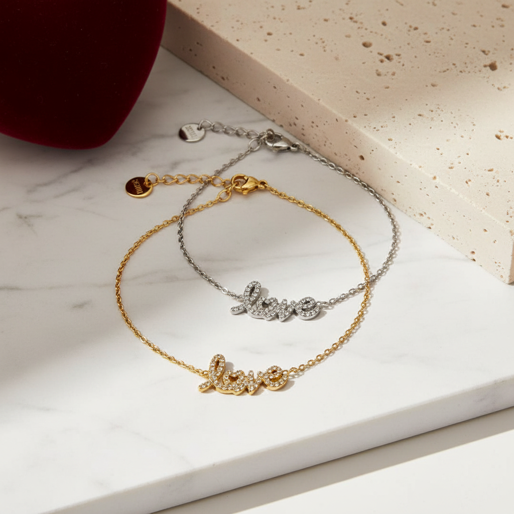 Love script bracelet χονδρική από ανοξείδωτο ατσάλι So Cute by Dimi