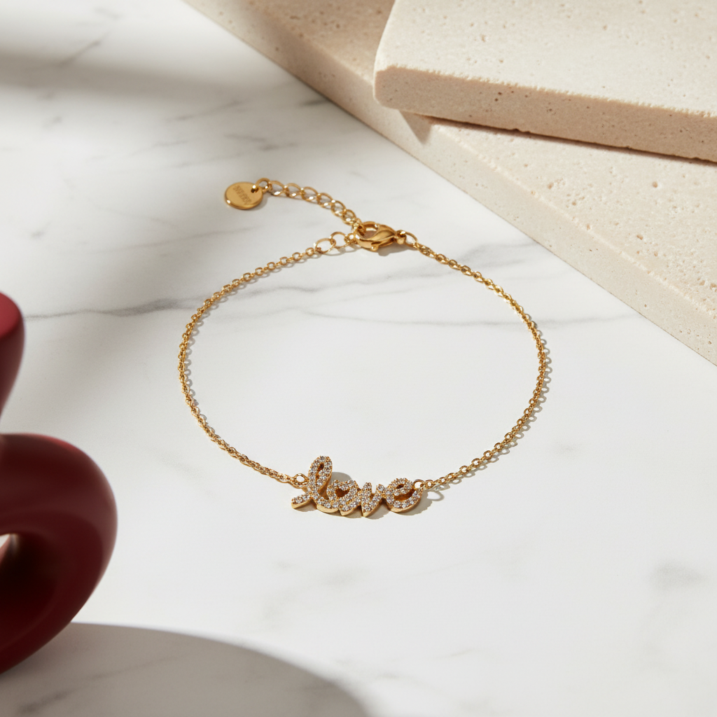 Love script bracelet χονδρική από ανοξείδωτο ατσάλι So Cute by Dimi