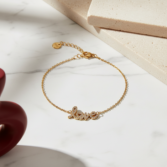 Love script bracelet χονδρική από ανοξείδωτο ατσάλι So Cute by Dimi