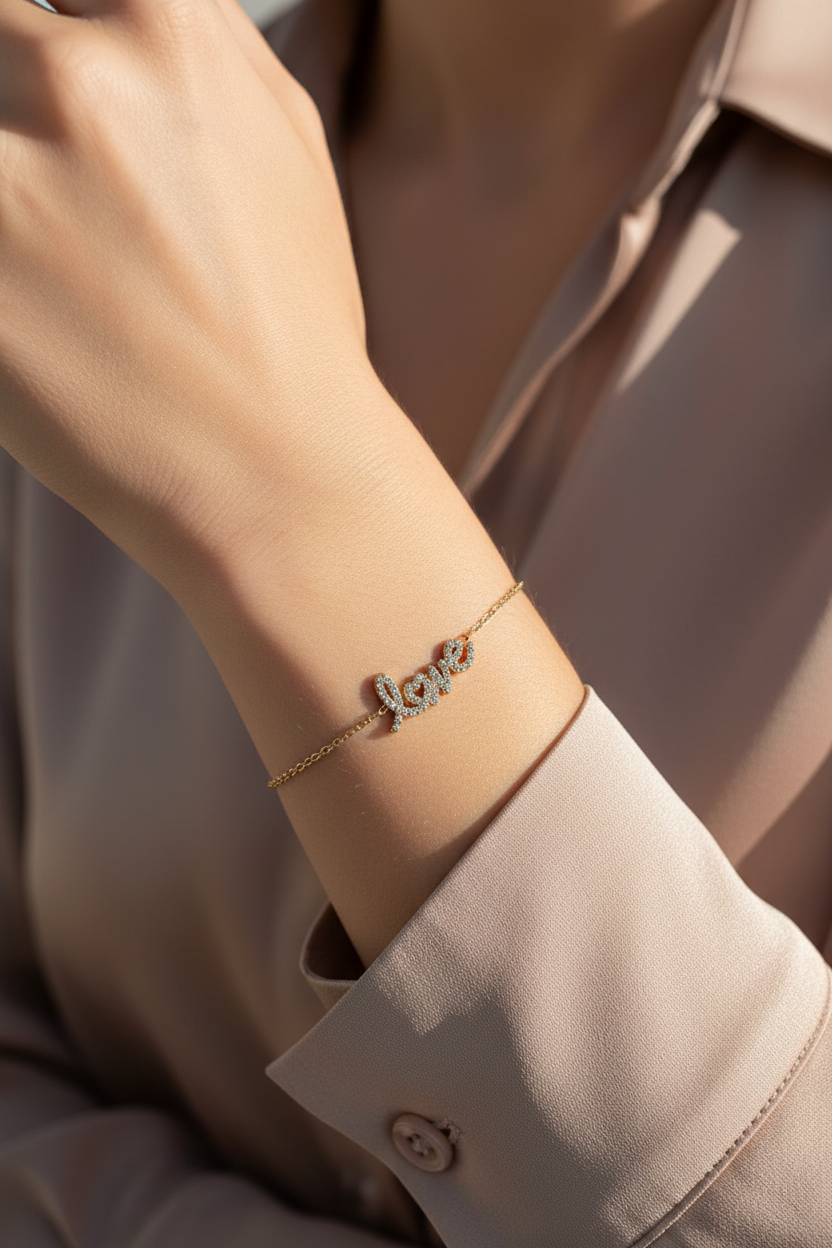 Love script bracelet χονδρική από ανοξείδωτο ατσάλι So Cute by Dimi