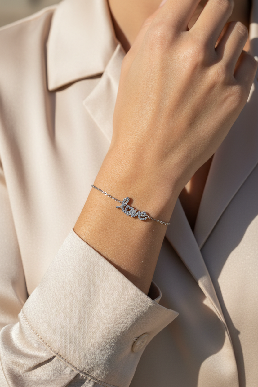 Love script bracelet χονδρική από ανοξείδωτο ατσάλι So Cute by Dimi