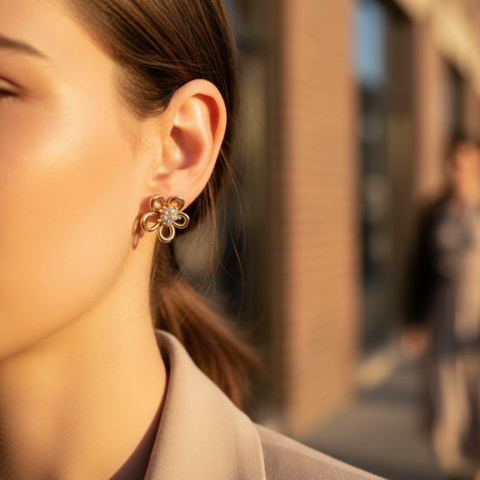 Floral spark ear studs ατσάλινα καρφωτά σκουλαρίκια