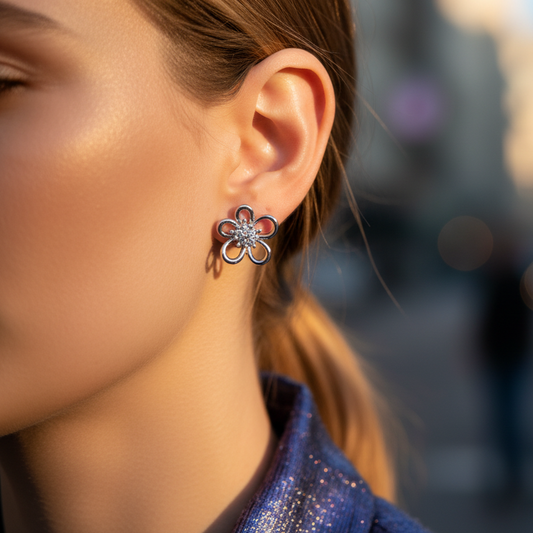 Floral spark ear studs ατσάλινα καρφωτά σκουλαρίκια