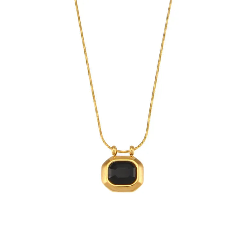 Vintage Style Square Zircon Stainless Steel Necklace
