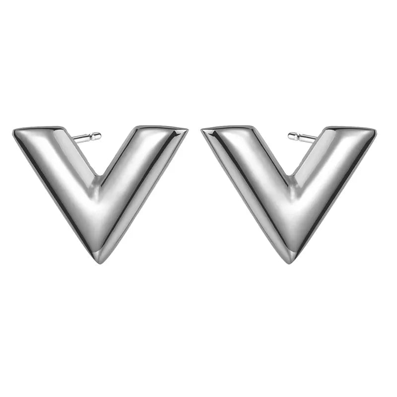 IG Style σκουλαρίκια σε σχήμα V από επιχρυσωμένο 18Κ ατσάλι τιτανίου