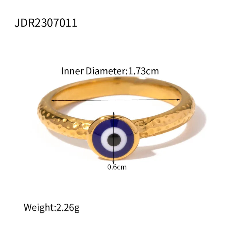 IG Style Devil'S Eye Stainless Steel Enamel Plating 18K Gold Plated Rings