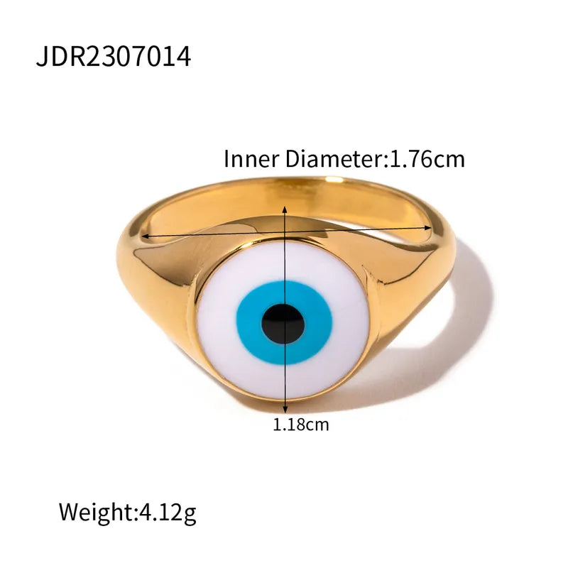 IG Style Devil'S Eye Stainless Steel Enamel Plating 18K Gold Plated Rings