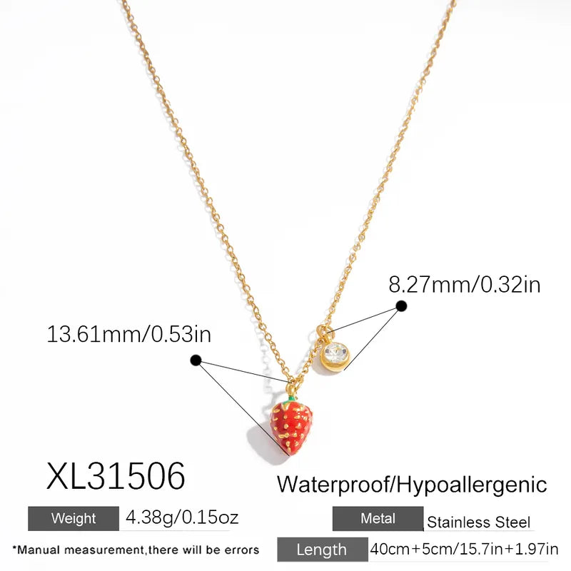 Jewelry Cute Pastoral Strawberry 304 Stainless Steel Necklace