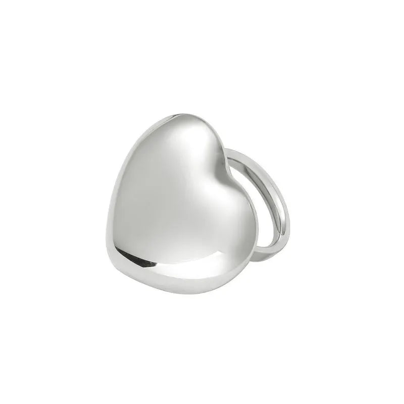 Oversized Cute Heart Shape 304 Stainless Steel 18K Gold Plated Ring