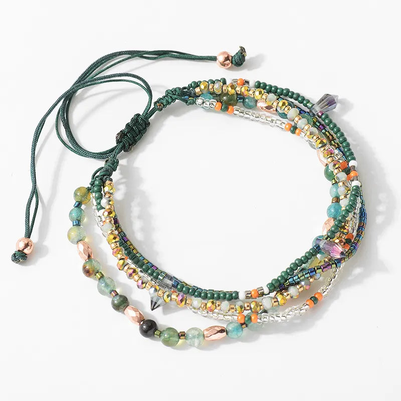 Bohemian Multicolor Beaded Knitting Bracelets
