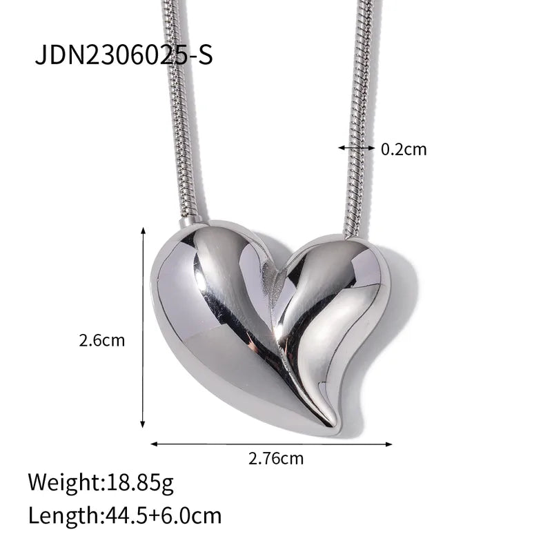 Heart Shape Stainless Steel Plating 18K Gold Plated Necklace & Earrings