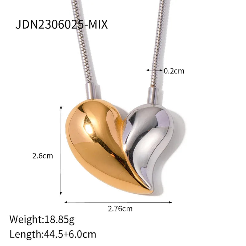 Heart Shape Stainless Steel Plating 18K Gold Plated Necklace & Earrings